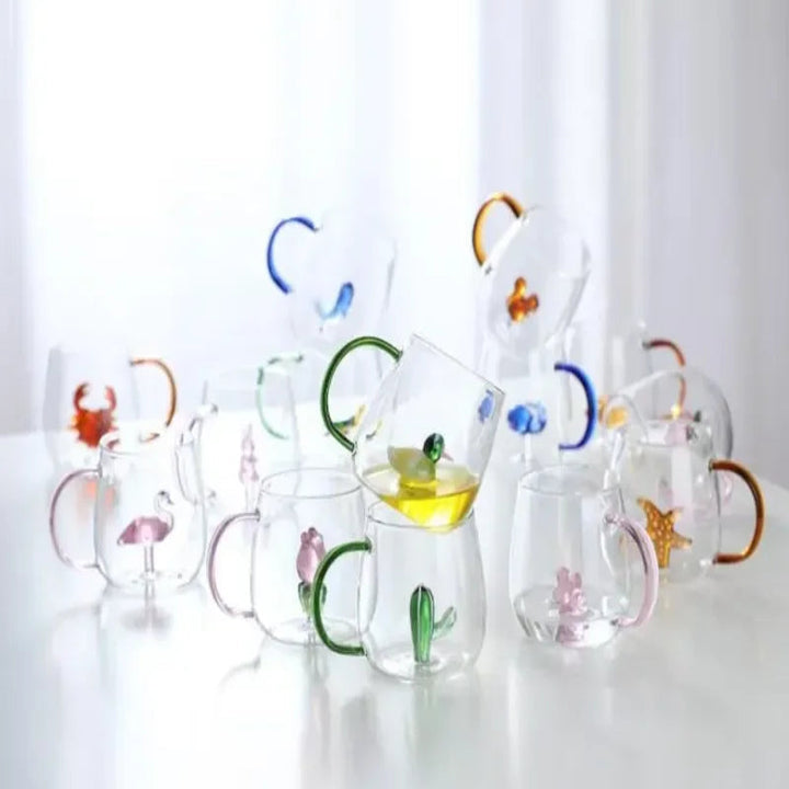 Blüten glass mug – transparent blossom-patterned design – Die-Tassen.de