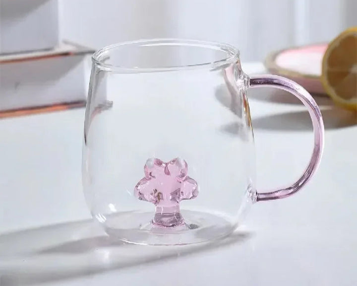 Blüten glass mug – transparent blossom-patterned design – Die-Tassen.de