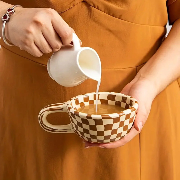 Grid ceramic mug – minimalist grid pattern – Die‑Tassen.de