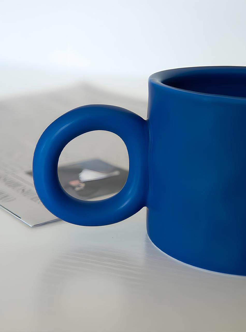 Minimalist ceramic mug 450 ml – blue design – Die‑Tassen.de