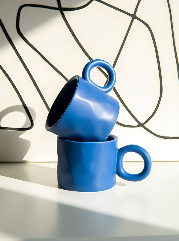 Minimalist ceramic mug 450 ml – blue design – Die‑Tassen.de