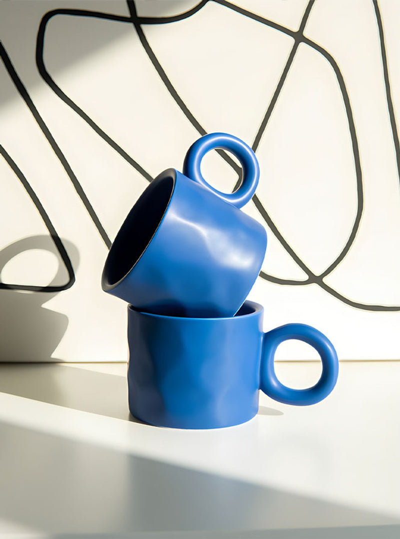 Minimalist ceramic mug 450 ml – blue design – Die‑Tassen.de