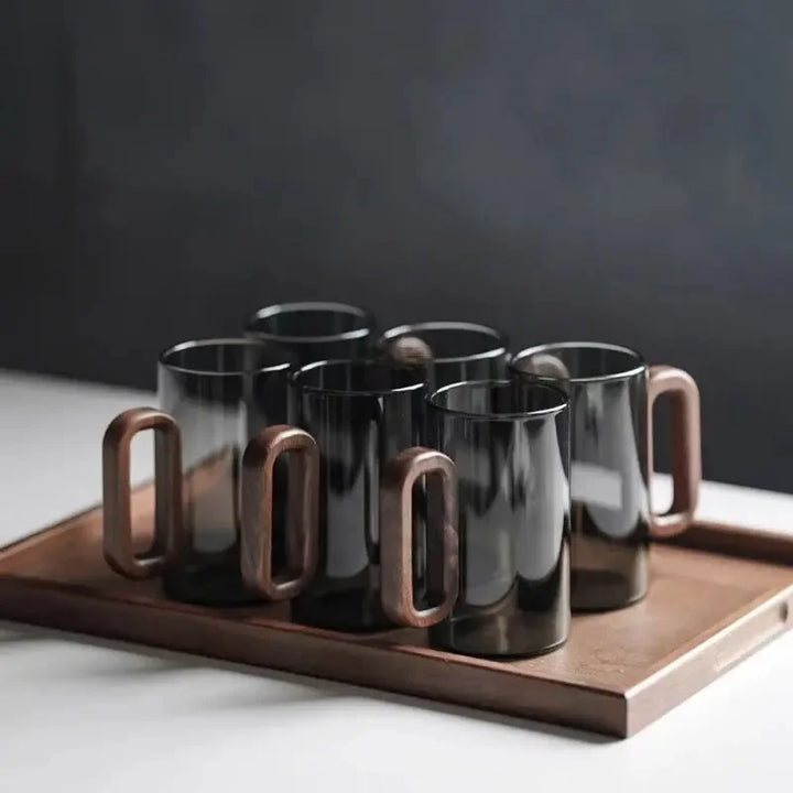 Obsidian borosilicate glass mug 350 ml – grey – sleek design – Die‑Tassen.de