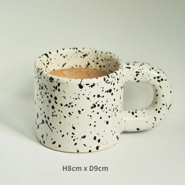 Retro ceramic mug 300 ml – white dot pattern – Die‑Tassen.de