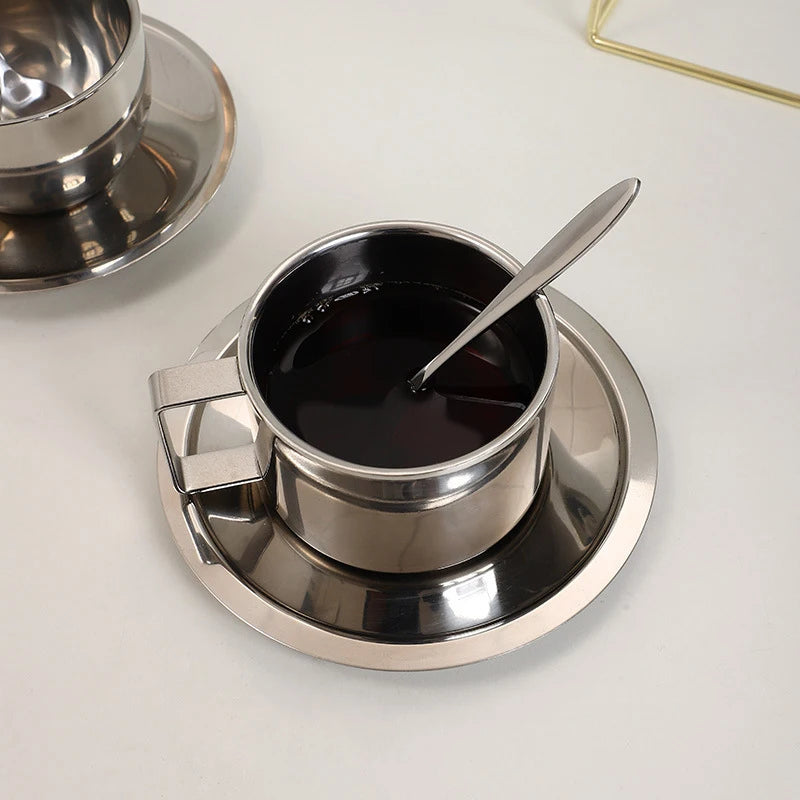 Stainless Steel Mug With Tray Stirring Spoon – Die‑Tassen.de
