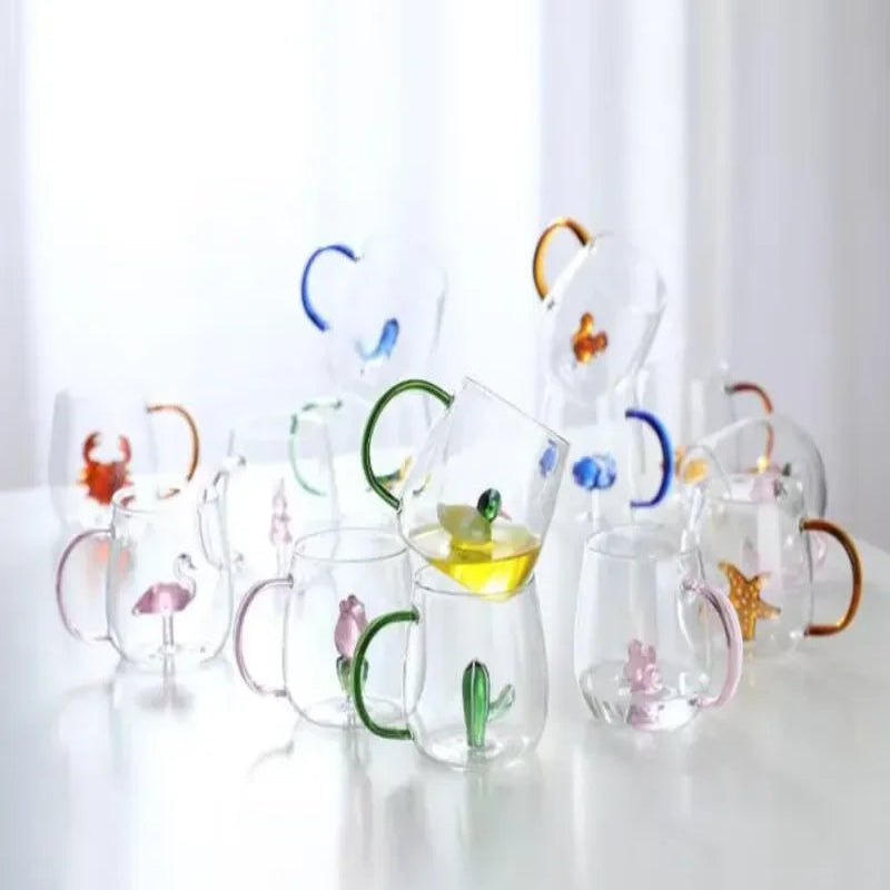 Blüten glass mug – transparent blossom-patterned design – Die-Tassen.de