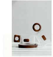 Lichtfall glass mug – elegant curves design with tray and spoon – Die‑Tassen.de