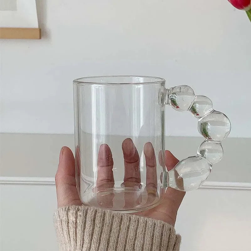 Lüna glass 300 ml – transparent elegant mug with ergonomic round handle – Die‑Tassen.de