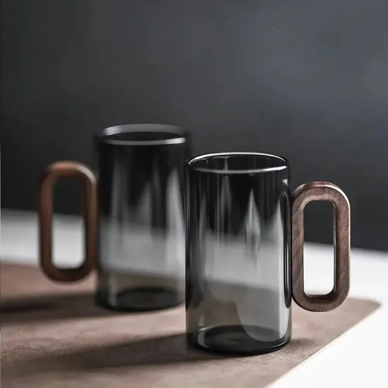 Obsidian borosilicate glass mug 350 ml – grey – sleek design – Die‑Tassen.de