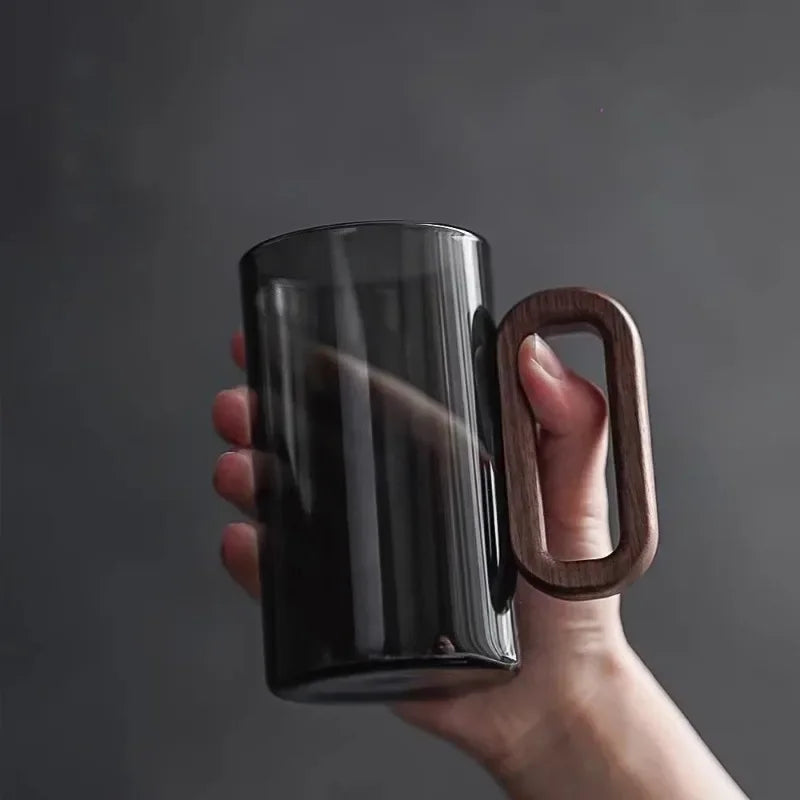 Obsidian borosilicate glass mug 350 ml – grey – sleek design – Die‑Tassen.de