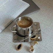 Stainless Steel Cup with Coaster and Spoon – Die‑Tassen.de